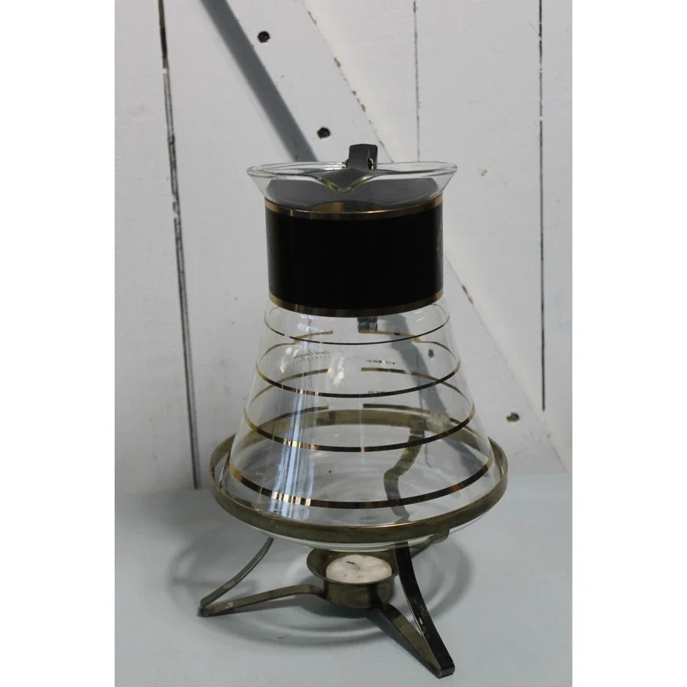DAVID DOUGLAS Flameware Glass Coffee Pot PERCOLATOR  w/ Metal Stand